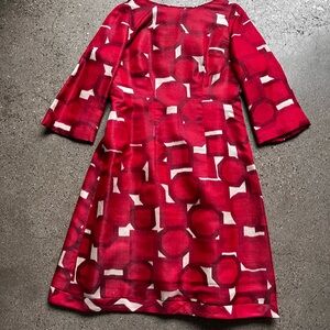 Vintage Red Geometric Pattern Dress